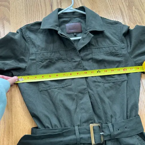 Massimo Dutti Women’s Utility Jumpsuit With Belt Khaki Size Medium Long Sleeves