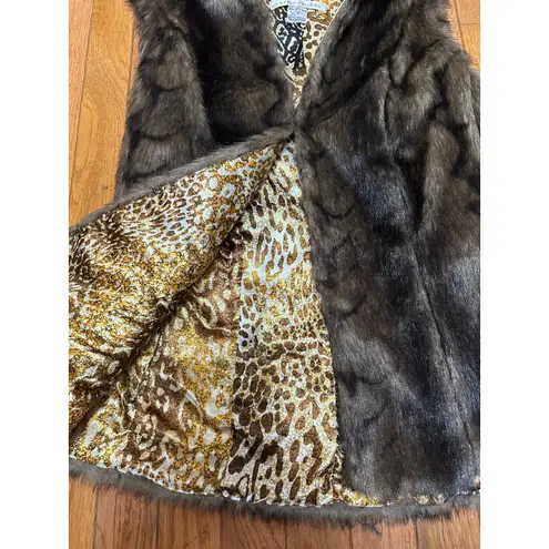 Peter Nygard Peter Nygård Faux Fur Hooded Vest Terra Brown Size 4P NWT