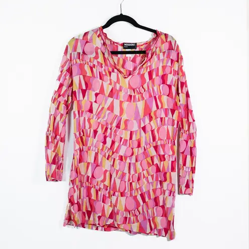 Missoni Mare Made In Italy Vintage Geometric Print Pattern Cotton Tunic Blouse S