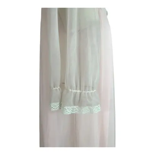 Vintage Lady Vanderbilt Pink Peignoir Set Gown & Robe Chiffon MEDIUM Lingerie