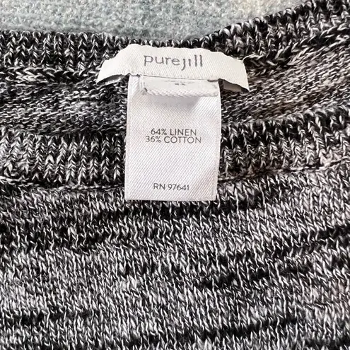 Pure Jill Black Gray Linen Blend Lightweight Sleeveless Pullover Knit XS Gray