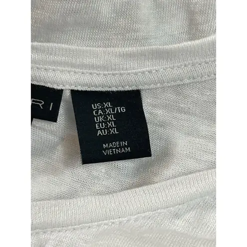 Tahari 100% Linen White Button Back Top Women’s XL Lightweight Short Sleeve