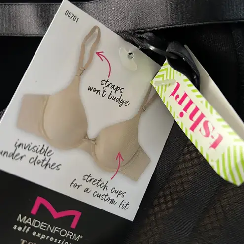 Maidenform  Wire Free Lift Bra Black Nude‎ Lined Light Padding Adjustable Straps - Image 5