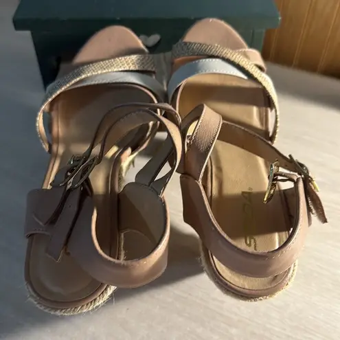 Soda Wicker Basket Weave Platform Wedge Strappy Sandals