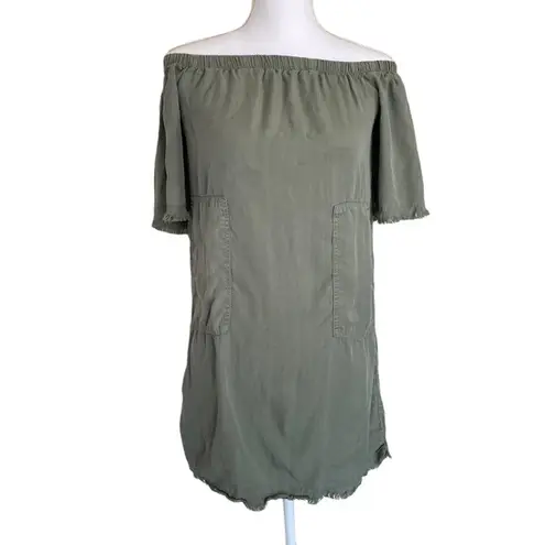 Glam Green Off The Shoulder Tunic Top Size Small