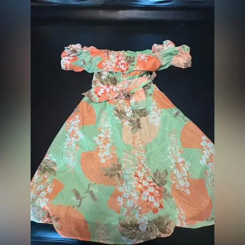 Vintage Leslie Fay Green and Orange Sleeveless Sundress