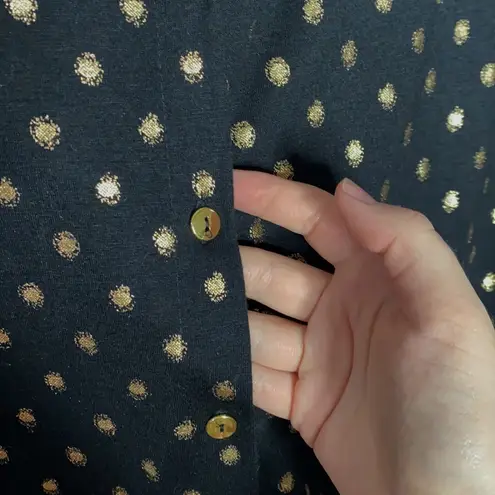 French Laundry gold polka dot front tie blouse size S