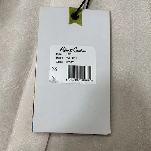 Robert Graham NWT 100% Silk Ivory Long Sleeve Button Down Shirt Blouse XS Lexi