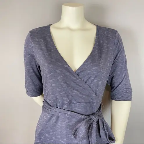 Toad & Co Dress Cue Wrap Style Organic Cotton Tencel Spandex Medium Tie Waist Purple