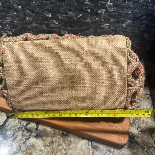 Shiraleah Estrella Shirleah Jute Bag Multicolor Round Wood Handles Vegan Made in India