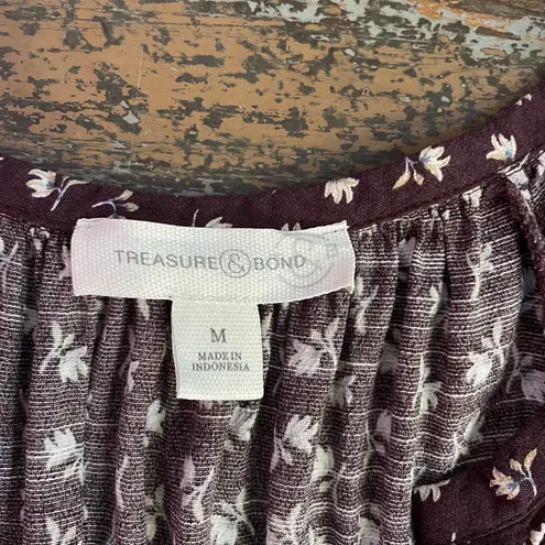 Treasure & Bond Nordstrom Flowy Button Front Floral Mini Dress - Sz M 💚🎀