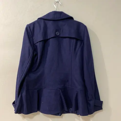 NEW YORK & CO Navy Wool Petticoat Blazer, Size Medium Blue