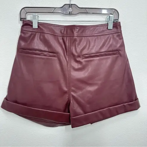 Sunny Maroon Pleather Faux Leather Shorts Casual Summer Festival Moto Vegan Purple Size 27