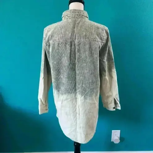 Peach Love  Acid Wash Corduroy Shacket Shirt Jacket Cotton Relaxed Fit Size S