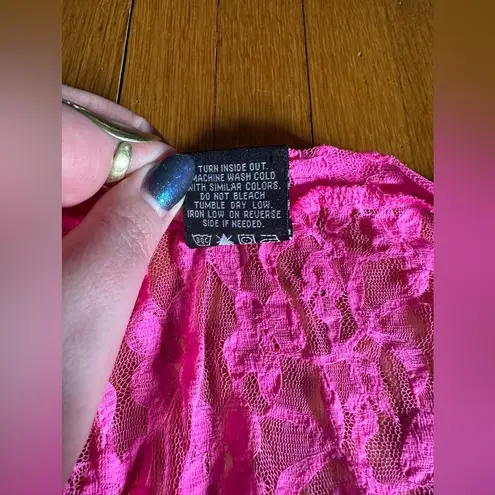 Vanity Hot Pink Stretchy Lace Top, 2XL Size 2X
