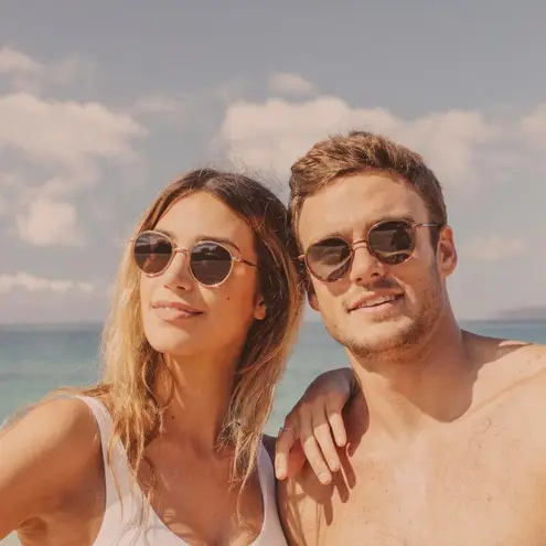 Sunski Baia Polarized Round Sunglasses CHAMPAGNE AMBER 47