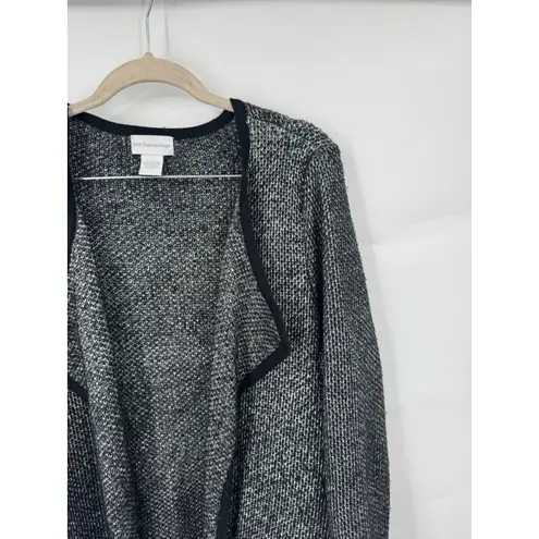 Soft Surroundings Women Sz Large Gray Black Cardigan Open Front Twee Indie