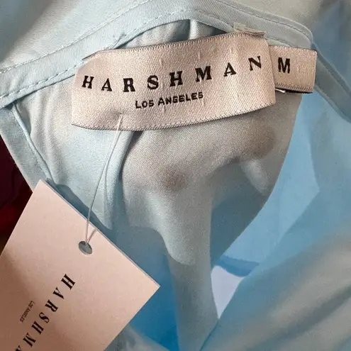 Harshman Womens Perry Cotton Tunic Light Blue White Blouse Size Medium