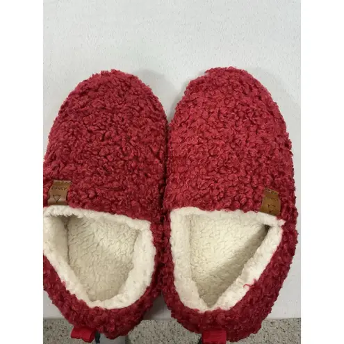 Womans Athmile Slipon Slippers 7/8 Red Sherpa Lined NWOT