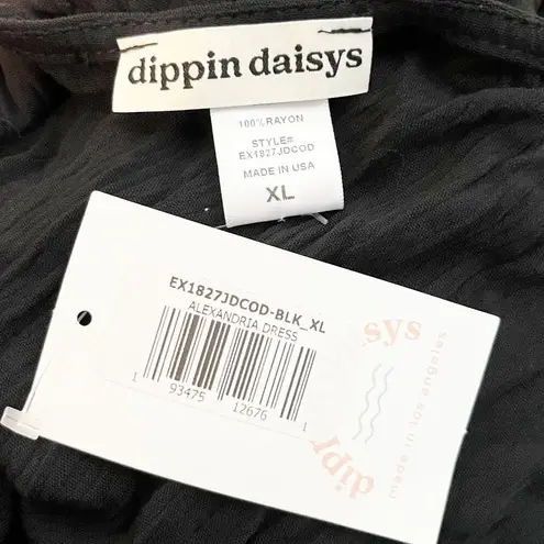 dippin daisy's swimwear Dippin' Daisy's Alexandria Plunging V-Neck Slit Cover-Up Midi Dress Black XL