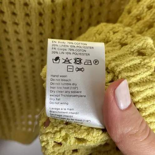 Nanushka Tula cotton linen crochet knit tank top in acid yellow color size S