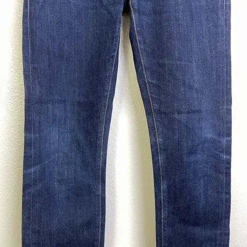 Raleigh Selvedge Straight Leg Jeans 25 Blue White Oak Cotton Stretch USA 27x28