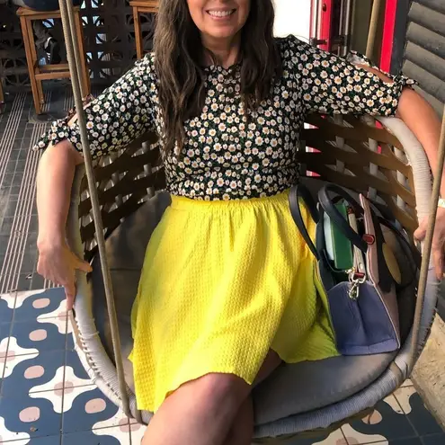 Modcloth  Winner's Circle Skater Skirt Textured Mini Skirt Yellow ALine 1X NWT