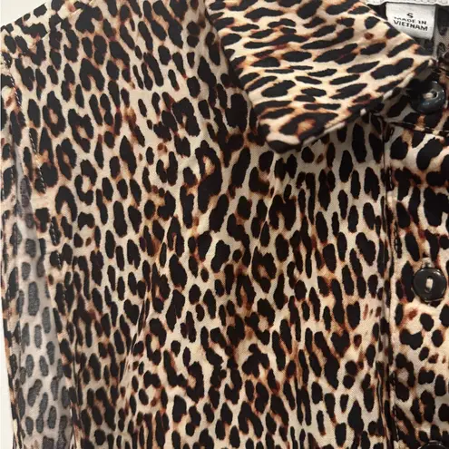 Emma & Michele Leopard Print Maxi Shirt Dress | Soft Rayon | Safari Chic Size S