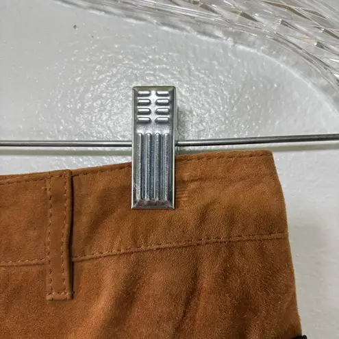 All Saints Tan Black Suede 100% Leather Button Front Pencil Skirt Size 4