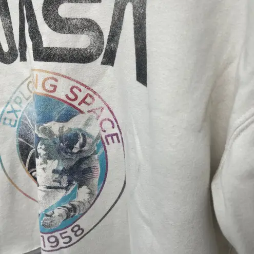 NASA Exploring Space Cropped Sweatshirt Women's Size Large White - Image 2