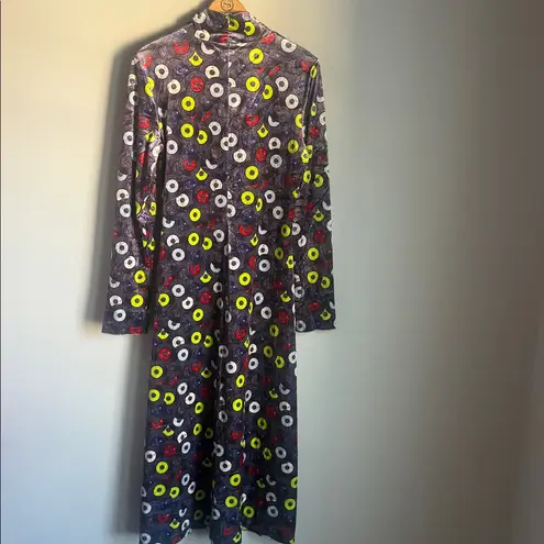 Marissa Wilson Record Print Mock Neck Midi Dress 10 Purple