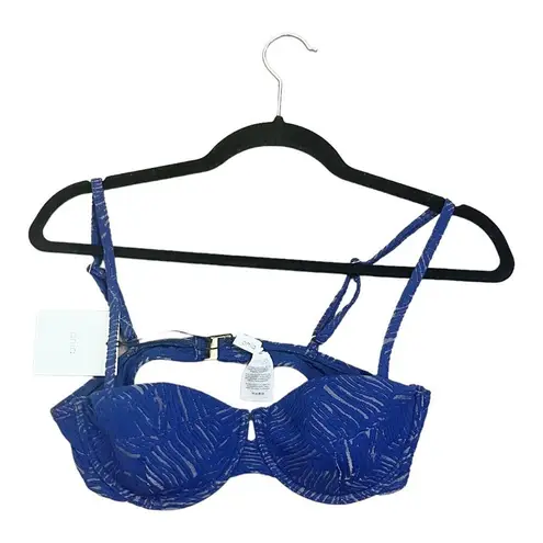 ONIA Womens Dalia Textured Bikini Top Blue Size Medium New