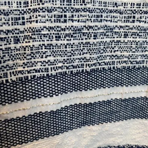 Vilagallo Blue White Striped Open Cardigan Sweater Size 40 / US 8 Pearls Tweed