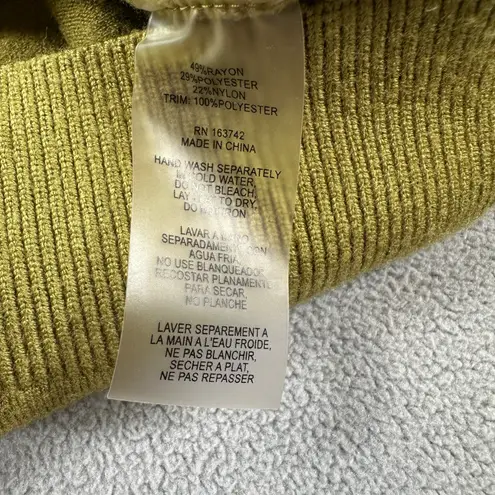 Siani Milano Sweater Olive Green M Women Crew Neck Bishop Sleeve Embroidered Size M