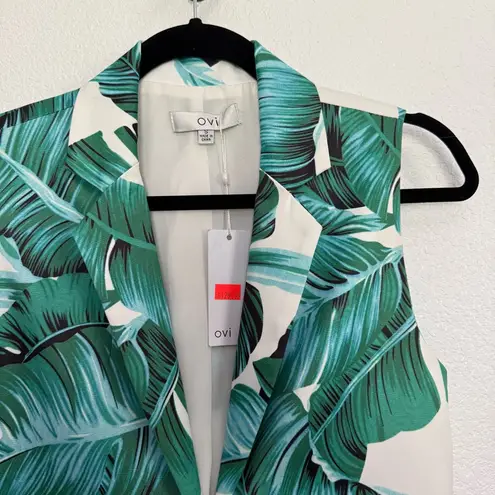 OVI NWT Green Leaf Tropical Vest Pantsuit Set Small