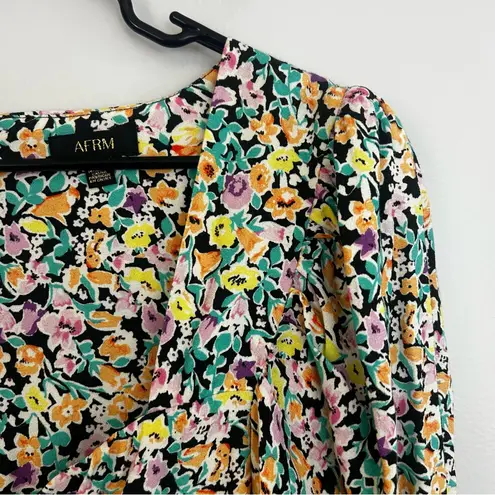 AFRM Pastel Colorful London Ditsy Floral Long Sleeve Mini Dress HEMMED Medium Green