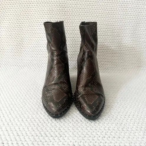 Treasure & Bond Nordstrom Farrah Brown Faux Snake Western Stud Ankle Boots 6.5