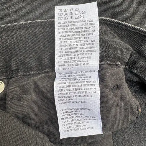 American Eagle Mom Jean Sz 14 NWT Destroyed Black Faded High Rise Grunge Y2K