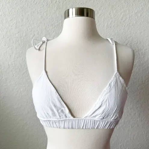 437  White Tie Shoulder Bikini Top