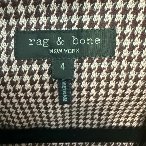 Rag and Bone  Slade Houndstooth Italian Plaid Blazer Jacket Size 4 Pink/Burgundy