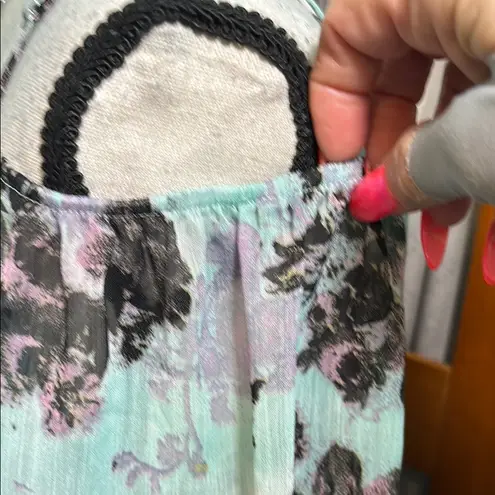 Energie Brown and Blue Relaxed cold shoulder Blouse with 3/4 Sleeves