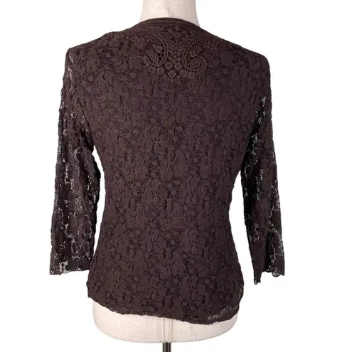 Coldwater Creek Vintage Y2K Lace Top Size Small Chocolate Brown Fairy Grunge