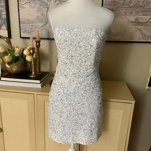 RETROFETE Heather strapless sequin White mini dress Size Small