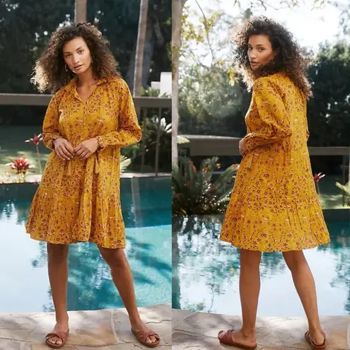 Roller Rabbit Rhone Floral Dress Womens Size XS Cover-Up Long Sleeve Tassels