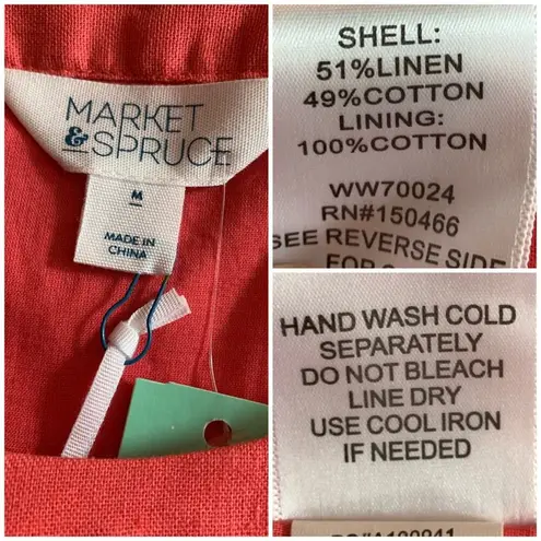 Market & Spruce NEW Halter Dress Linen Coral Linen Cotton Women's Size Medium