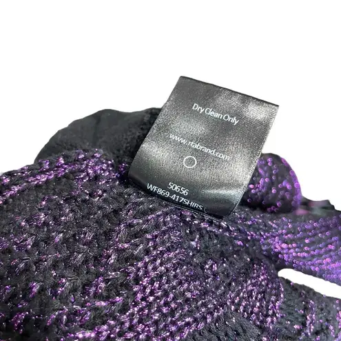RtA Iris Purple Metallic Cable Knit Open Front Cardigan Sweater Size Small