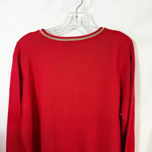 White Stag XL Christmas Sweater Santa Embroidered Merry Red Gold Ugly 1107