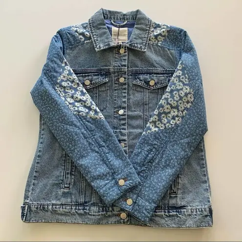 Avec Les Filles Anthropologie | Patchwork Light Wash Boho Denim Jacket Medium