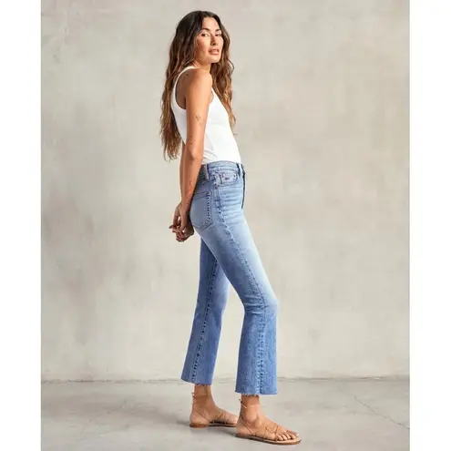 Outerknown Sea The Costa Crop Jeans Blue Wash Frayed Hem Denim Size 34 18