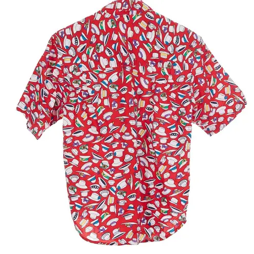 Karen Scott Vintage 90s Hat Print Button Front Shirt Small